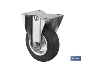 Rueda de goma y metal con soporte fijo | Con diámetros desde 80 mm hasta 125 mm | Para pesos desde 80 kg hasta 150 kg