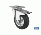 Rueda de goma y metal con placa giratoria y freno | Con diámetros desde 80 mm hasta 125 mm | Para pesos desde 80 kg hasta 150 kg