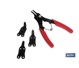 Alicates circulares intercambiables | Incluye 4 puntas multifuncionales diferentes | Longitud de los alicates: 256 mm