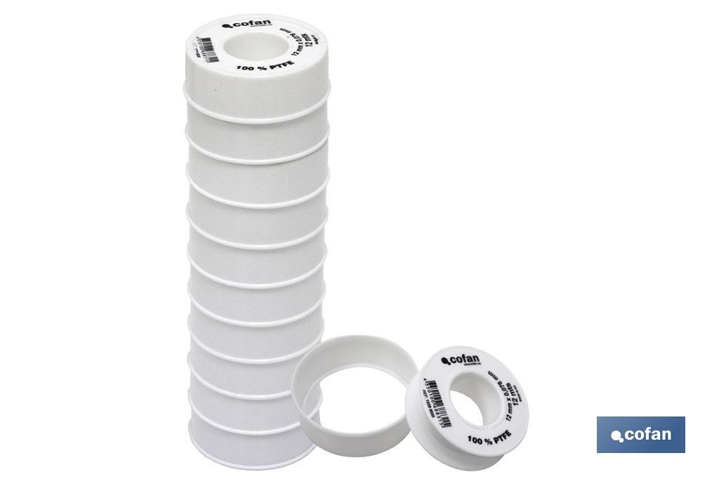 ROLLO 12 MTS CINTA PTFE DE 12mm X 0,076mm