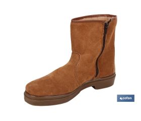 Bota de Serraje | Con Cremallera | Modelo Carona | Color Marrón | Suela de Caucho