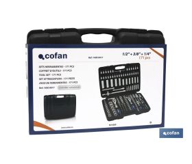 MALETIN 171 PCS PROFESIONAL 1/2, 3/8 Y 1/4