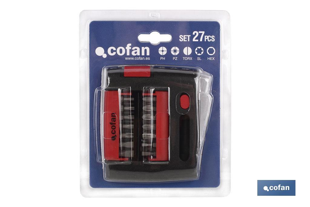 SET PUNTAS  PH, PZ, TORX, SL, HEX  (27 pcs.)