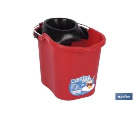 Cubo + Escurridor | Color Rojo | Modelo Hadar | Con Asa metálida y Escurridor especial