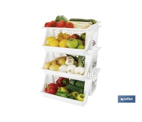 Verdulero con 3 Cestas | En Color Blanco | Medida: 62 x 39 x 32 cm