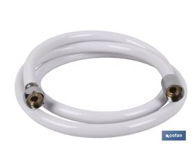 Flexo de Ducha | Fabricado en PVC | Color Blanco | Racores de Latón | Longitud 1,5  | Rosca 1/2 Universal