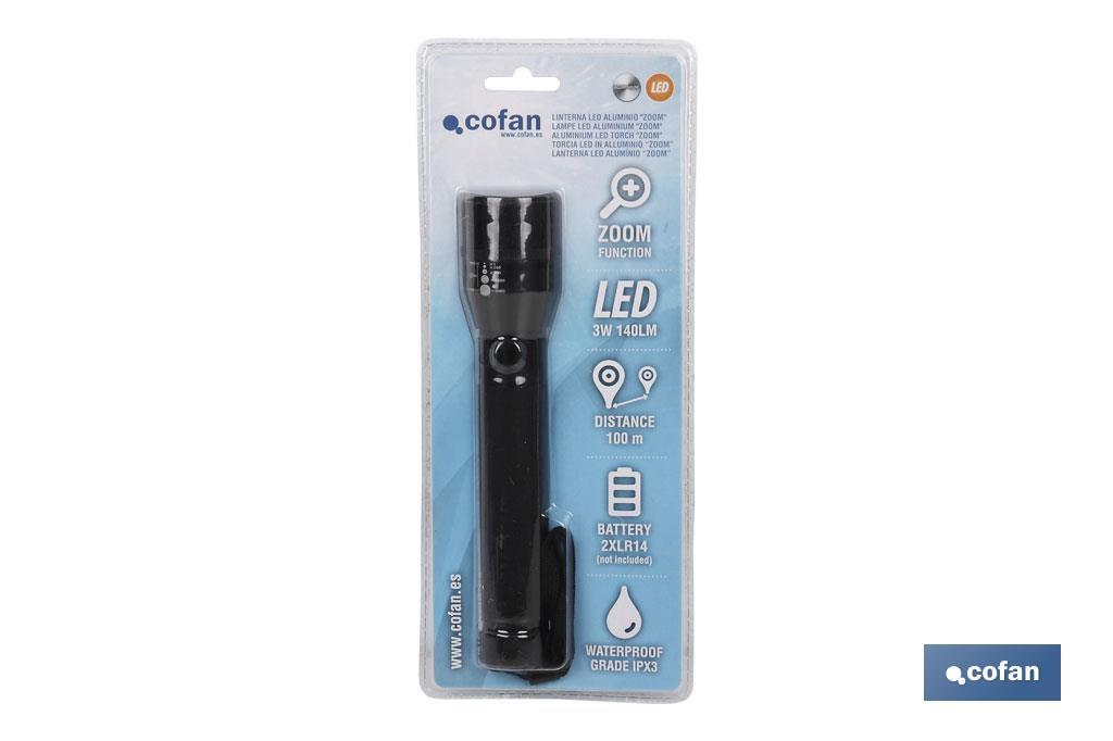 LINTERNA LED ALUM. ZOOM LED 140Lm Ø4 x22 cm