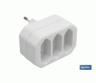 Adaptador Triple 2P | 3 vias frontales | 10 A - 250 V