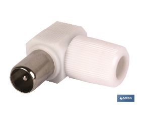 Conector de antena de TV | Tipo codo salida macho | Longitud 9,5 mm