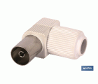 Conector de Antena TV Codo | Vía Hembra | Longitud 9,5 mm