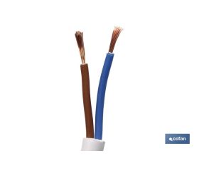 Rollo Cable Eléctrico de 100 m | PVC H05VV-F | Sección 2 x 1 mm2 | Color Blanco