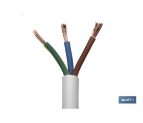 Rollo Cable Eléctrico de 100 m | PVC H05VV-F | Sección 3 x 1 mm2 | Color Blanco