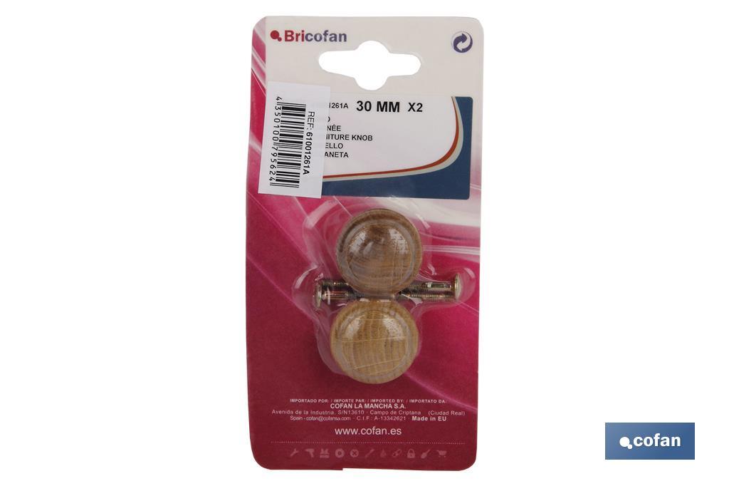 2 UDS POMO ROBLE 30MM