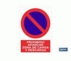 Prohibido aparcar zona carga y descarga. El diseño de la señal puede variar, pero en ningún caso se variará el significado de la misma.
