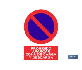 Prohibido aparcar zona carga y descarga. El diseño de la señal puede variar, pero en ningún caso se variará el significado de la misma.
