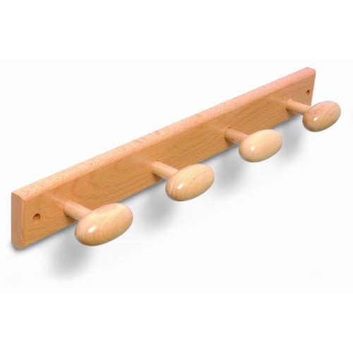 B3026-Y Perchero Madera pomo Oval. Roble. 485 x 55 mm. 4 pomos