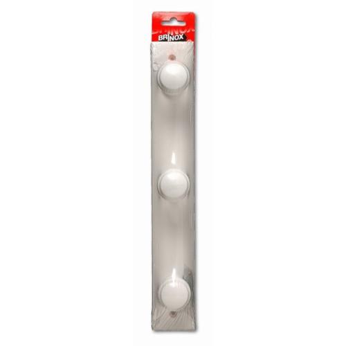 Mod. B3031-D Perchero madera Pino. Lacado Blanco. 355 x 55 mm. 3 pomos [Blister 1 unidad]