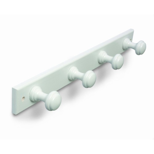 B3032-D Perchero madera Pino. Lacado Blanco. 480 x 55 mm. 4 pomos