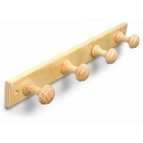 B3032-Y Perchero madera Pino. Roble. 480 x 55 mm. 4 pomos