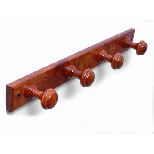 B3032-Z Perchero madera Pino. Sapeli. 480 x 55 mm. 4 pomos