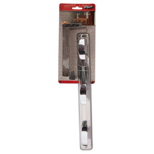 Mod. B3246-J Perchero para puerta Acero Inox. Cromado. 350 x 40 mm. 3 pomos [Blister 1 unidad]