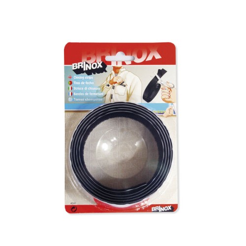 Mod. B4241-N Tira adhesiva de cierre por contacto. Negro. 20 mm x 150 cm [Blister 1 rollo]