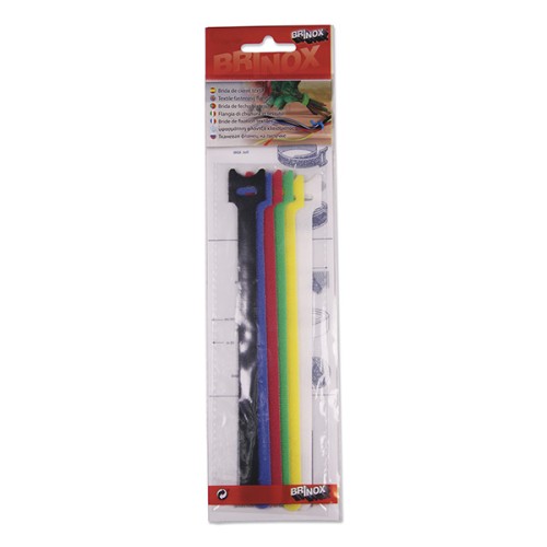 Mod. B4246-0 Brida de cierre téxtil doble cara 12mmx20cm. 6 colores [Blister 6 tiras]