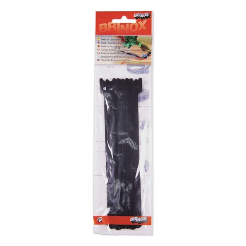 Mod. B4246-N Brida de cierre téxtil doble cara 12mmx20cm. Negro [Blister 6 tiras]