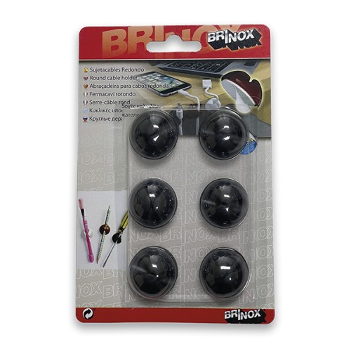 Mod. B4400-N Sujetacables redondo. Adhesivo. Negro [Blister 6 unidades]