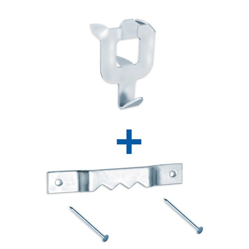 B5069-B Conjunto cuelga cuadros 4,4 cm. Blanco / Cincado