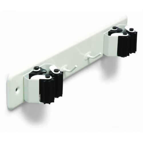 B7065-D Cuelga escobas con rodillos. Lacado Blanco. 275 x 50 mm. Doble