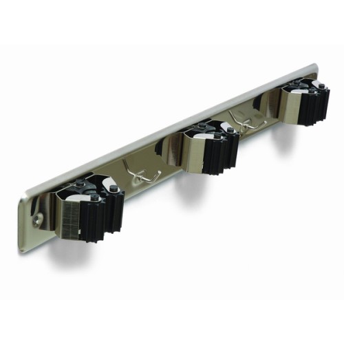 B7066-E Cuelga escobas con rodillos. Acero Inoxidable. 420 x 50 mm. Triple