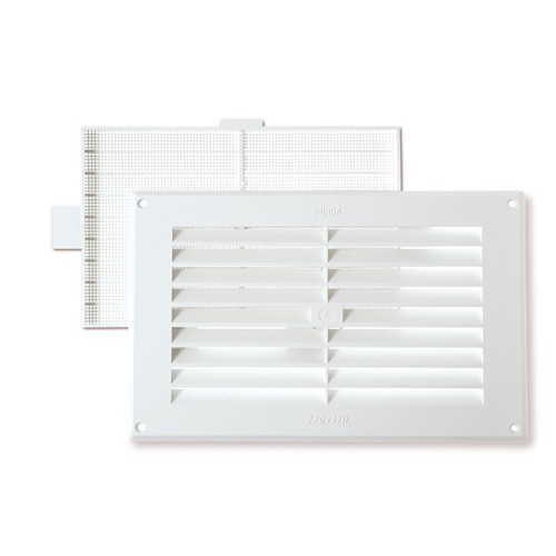 B7265-B Rejilla Horizontal con mosquitera. Blanco. 17 x 27 cm