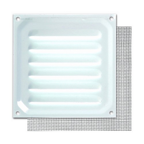 B7300-D Rejilla con Mosquitera. Lacado Blanco. 10 x 10 cm