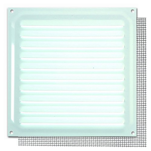 B7301-D Rejilla con Mosquitera. Lacado Blanco. 15 x 15 cm