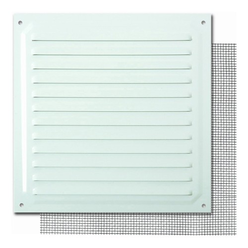 B7304-D Rejilla con Mosquitera. Lacado Blanco. 20 x 20 cm