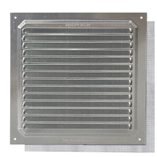B7306-A Rejilla con Mosquitera. Aluminio. 25 x 25 cm
