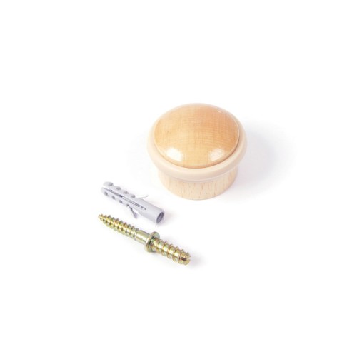 B9012-H Tope Madera Cilíndrico con Tornillo invisible. Haya. Ø 35 x 29 mm