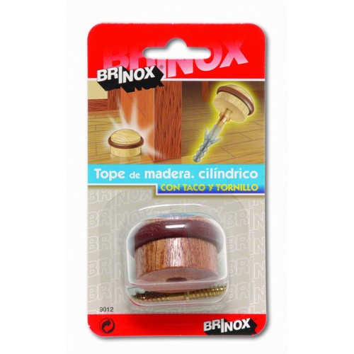 Mod. B9012-Z Tope Madera Cilíndrico con Tornillo invisible. Sapeli. Ø 35 x 29 mm [Blister 1 unidad]