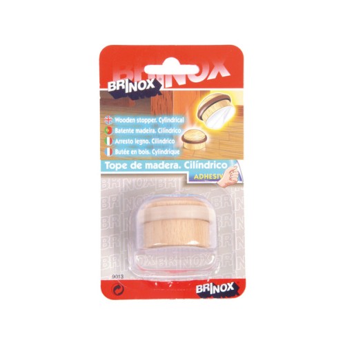 Mod. B9013-H Tope Madera Cilíndrico adhesivo. Haya. Ø 35 x 29 mm [Blister 1 unidad]