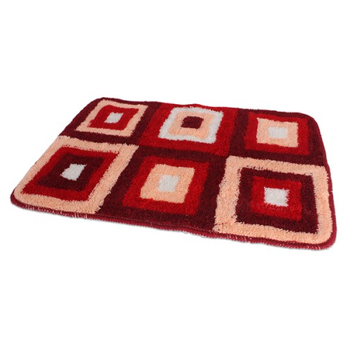M54004R Alfombra Baño. Cuadrados Rojo. 50 x 70 cm