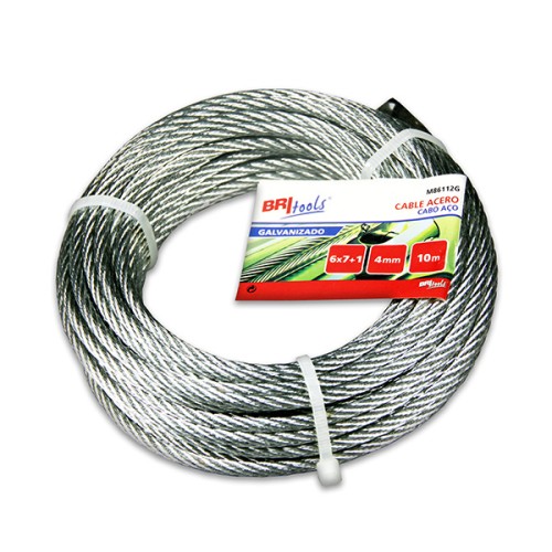 M86112 Cable Acero Galvanizado 6x7+1. Galvanizado. 4 mm