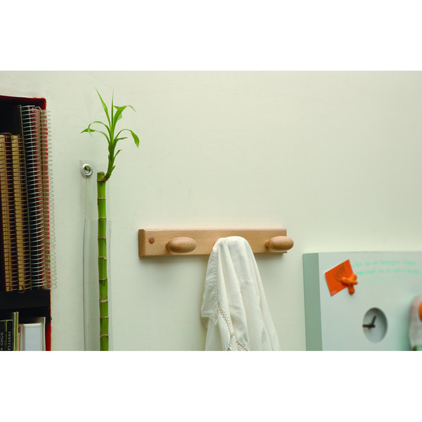 Mod. B3016-Y Perchero Madera pomo Oval. Roble. 380 x 55 mm. 3 pomos [Blister 1 unidad]