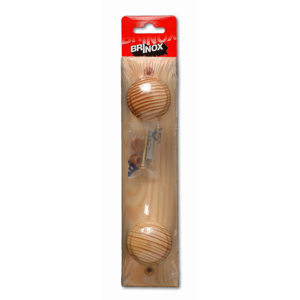 Mod. B3030-Y Perchero madera Pino. Roble. 220 x 55 mm. 2 pomos [Blister 1 unidad]