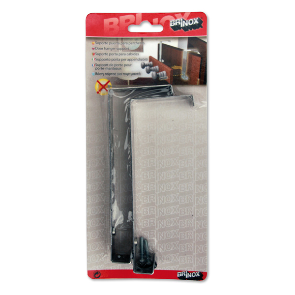 Mod. B3100-E Soporte puerta para percheros. Acero Inoxidable. 150 55 mm [Blister 2 unidades]