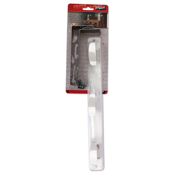 Mod. B3246-D Perchero para puerta Acero Inox. Lacado Blanco. 350 x 40 mm. 3 pomos [Blister 1 unidad]