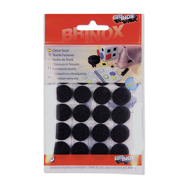 Mod. B4243-N Discos adhesivos de cierre téxtil Ø 18 mm. Negro [Display 20 pares]
