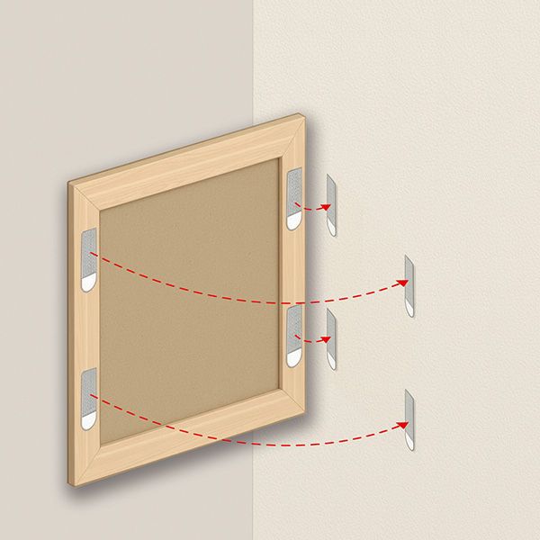 Mod. B4244-B Tiras adhesivas Cuelga-cuadros. Medianas 1,9x6,5 c. Blanco. 1,9 x 4 cm [Blister 4 juegos]