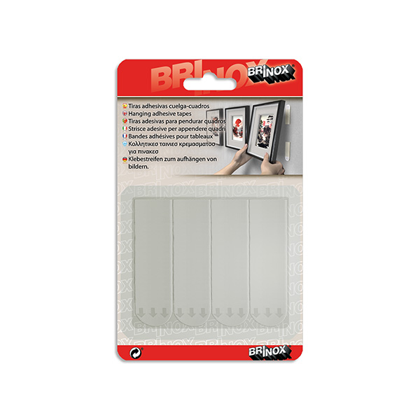 Mod. B4244-B Tiras adhesivas Cuelga-cuadros. Medianas 1,9x6,5 c. Blanco. 1,9 x 4 cm [Blister 4 juegos]