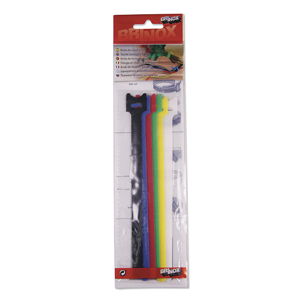 Mod. B4246-0 Brida de cierre téxtil doble cara 12mmx20cm. 6 colores [Blister 6 tiras]